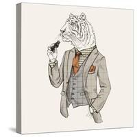 Tiger in Suit-null-Stretched Canvas