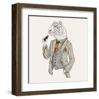 Tiger in Suit-null-Framed Art Print