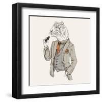 Tiger in Suit-null-Framed Art Print