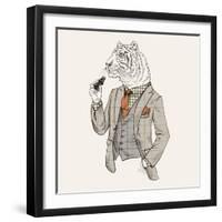 Tiger in Suit-null-Framed Art Print