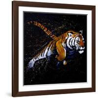 Tiger Jumping-null-Framed Art Print