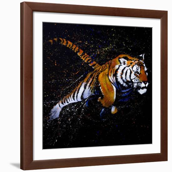 Tiger Jumping-null-Framed Art Print