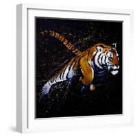 Tiger Jumping-null-Framed Art Print