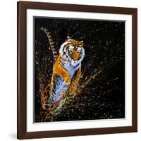 Tiger Leaping-null-Framed Art Print