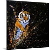 Tiger Leaping-null-Mounted Art Print