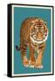 Tiger - Letterpress-Lantern Press-Framed Stretched Canvas