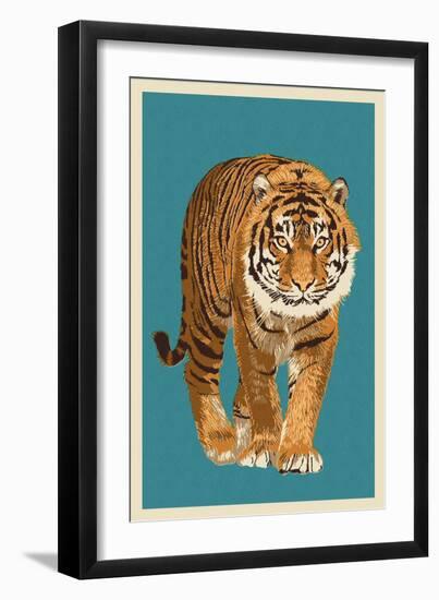 Tiger - Letterpress-Lantern Press-Framed Art Print