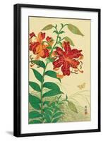 Tiger Lilies and Butterfly-Koson Ohara-Framed Giclee Print