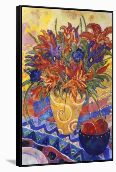 Tiger Lilies and Irises-Lorraine Platt-Framed Stretched Canvas