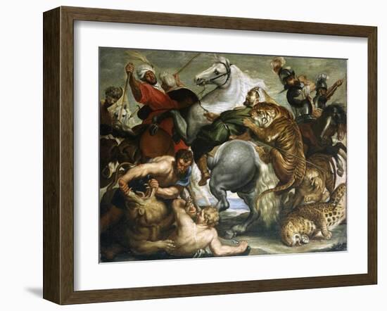 Tiger, Lion and Leopard Hunt, 1616-Peter Paul Rubens-Framed Giclee Print