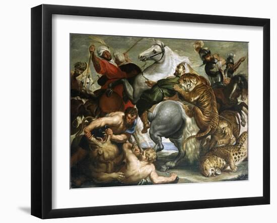 Tiger, Lion and Leopard Hunt, 1616-Peter Paul Rubens-Framed Giclee Print