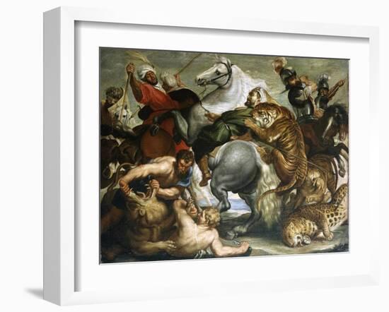 Tiger, Lion and Leopard Hunt, 1616-Peter Paul Rubens-Framed Giclee Print