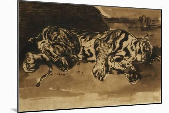 Tiger Lying Down; Tigre Couche, 1858-Eugene Delacroix-Mounted Giclee Print