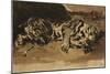 Tiger Lying Down; Tigre Couche, 1858-Eugene Delacroix-Mounted Giclee Print