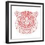 Tiger on White-Lisa Kroll-Framed Art Print