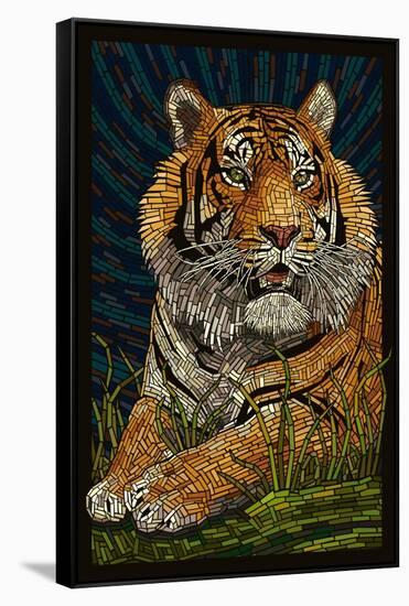 Tiger - Paper Mosaic-Lantern Press-Framed Stretched Canvas