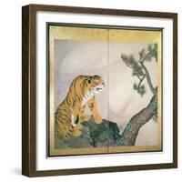 Tiger Screen, Japanese, 1781 (Ink, Colour and Gold on Paper)-Maruyama Okyo-Framed Giclee Print