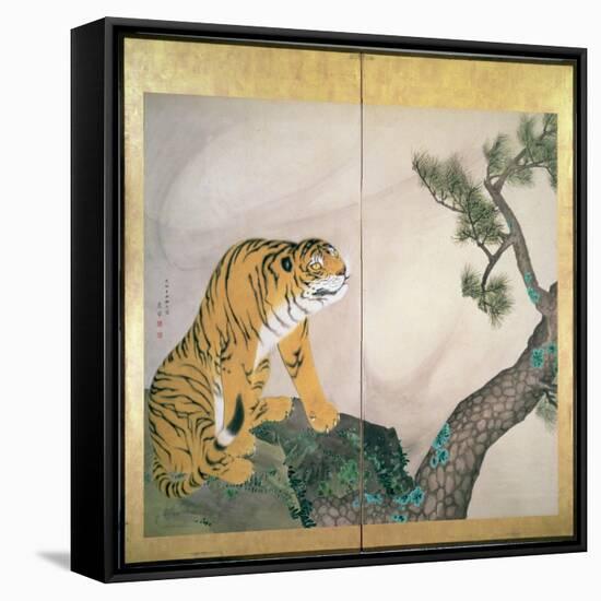 Tiger Screen, Japanese, 1781 (Ink, Colour and Gold on Paper)-Maruyama Okyo-Framed Stretched Canvas