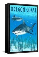 Tiger Shark - Oregon Coast-Lantern Press-Framed Stretched Canvas