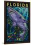 Tiger Shark Paper Mosaic - Florida-Lantern Press-Framed Art Print