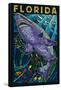 Tiger Shark Paper Mosaic - Florida-Lantern Press-Framed Stretched Canvas