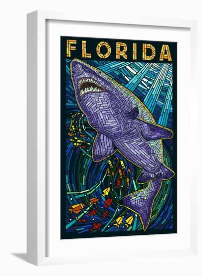 Tiger Shark Paper Mosaic - Florida-Lantern Press-Framed Art Print