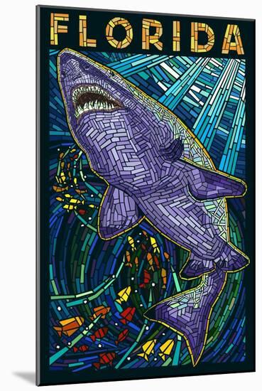Tiger Shark Paper Mosaic - Florida-Lantern Press-Mounted Art Print