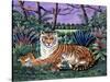 Tiger with Cubs, 1988-Liz Wright-Stretched Canvas