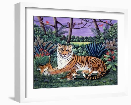 Tiger with Cubs, 1988-Liz Wright-Framed Giclee Print