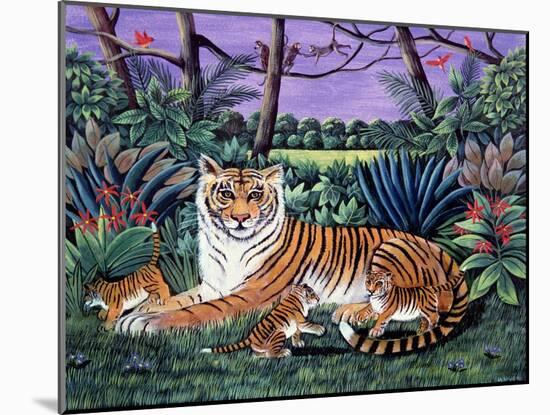 Tiger with Cubs, 1988-Liz Wright-Mounted Giclee Print