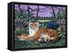 Tiger with Cubs, 1988-Liz Wright-Framed Stretched Canvas