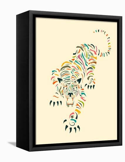 Tiger-Jazzberry Blue-Framed Stretched Canvas