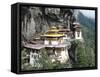 Tigernest, Very Important Buddhist Temple High in the Mountains, Himalaya, Bhutan-Jutta Riegel-Framed Stretched Canvas