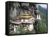 Tigernest, Very Important Buddhist Temple High in the Mountains, Himalaya, Bhutan-Jutta Riegel-Framed Stretched Canvas