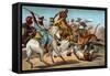 Tigers Attacking an Arab Caravan in the Desert-null-Framed Stretched Canvas