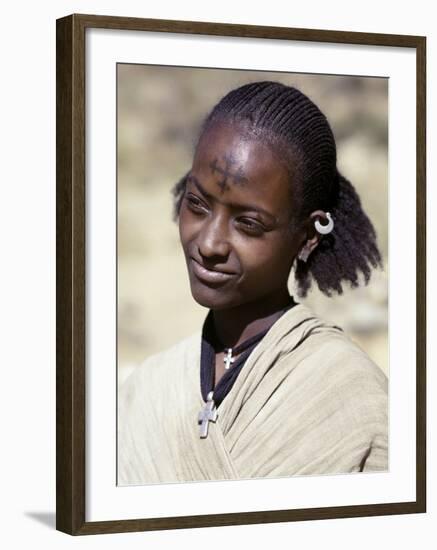 Tigray Woman Has a Cross of the Ethiopian Orthodox Church Tattooed on Her Forehead, Ethiopia-Nigel Pavitt-Framed Photographic Print