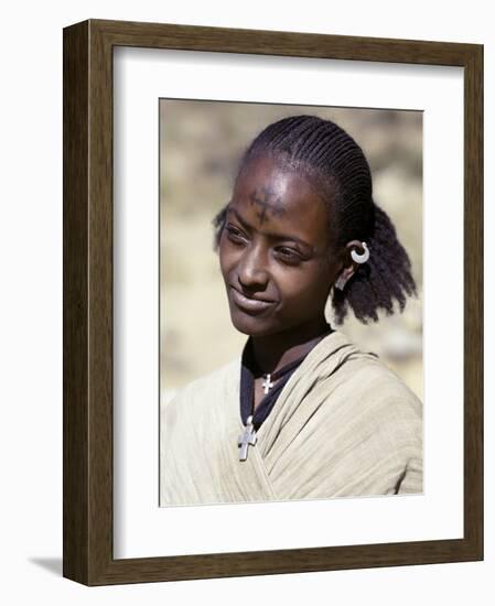Tigray Woman Has a Cross of the Ethiopian Orthodox Church Tattooed on Her Forehead, Ethiopia-Nigel Pavitt-Framed Photographic Print