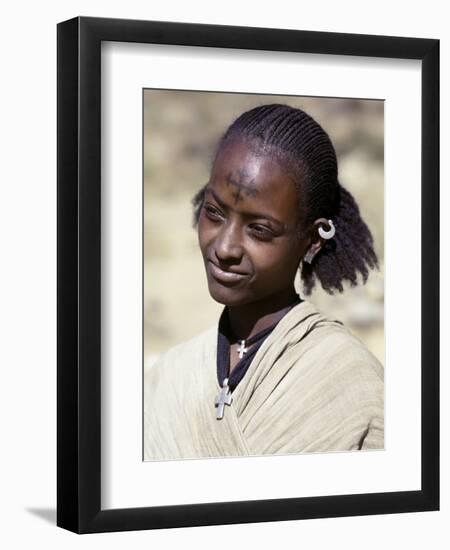 Tigray Woman Has a Cross of the Ethiopian Orthodox Church Tattooed on Her Forehead, Ethiopia-Nigel Pavitt-Framed Photographic Print