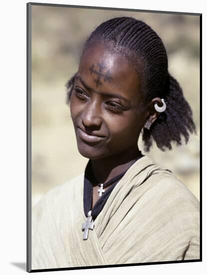 Tigray Woman Has a Cross of the Ethiopian Orthodox Church Tattooed on Her Forehead, Ethiopia-Nigel Pavitt-Mounted Photographic Print