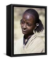 Tigray Woman Has a Cross of the Ethiopian Orthodox Church Tattooed on Her Forehead, Ethiopia-Nigel Pavitt-Framed Stretched Canvas