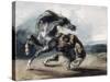 Tigre attaquant un cheval sauvage-Eugene Delacroix-Stretched Canvas