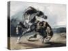 Tigre attaquant un cheval sauvage-Eugene Delacroix-Stretched Canvas