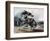 Tigre attaquant un cheval sauvage-Eugene Delacroix-Framed Giclee Print