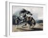 Tigre attaquant un cheval sauvage-Eugene Delacroix-Framed Giclee Print
