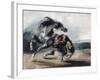 Tigre attaquant un cheval sauvage-Eugene Delacroix-Framed Giclee Print