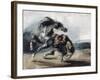 Tigre attaquant un cheval sauvage-Eugene Delacroix-Framed Giclee Print