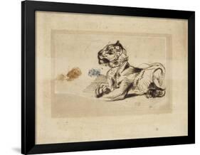 Tigre couché, de profil à droite-Eugene Delacroix-Framed Giclee Print