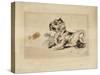 Tigre couché, de profil à droite-Eugene Delacroix-Stretched Canvas