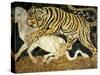 Tigress Attacking a Calf, Opus Sectile (Marble Inlay) Panel, 4th century AD Roman-null-Stretched Canvas