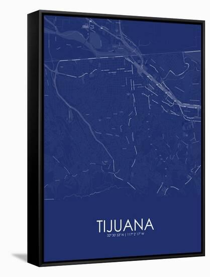 Tijuana, Mexico Blue Map-null-Framed Stretched Canvas